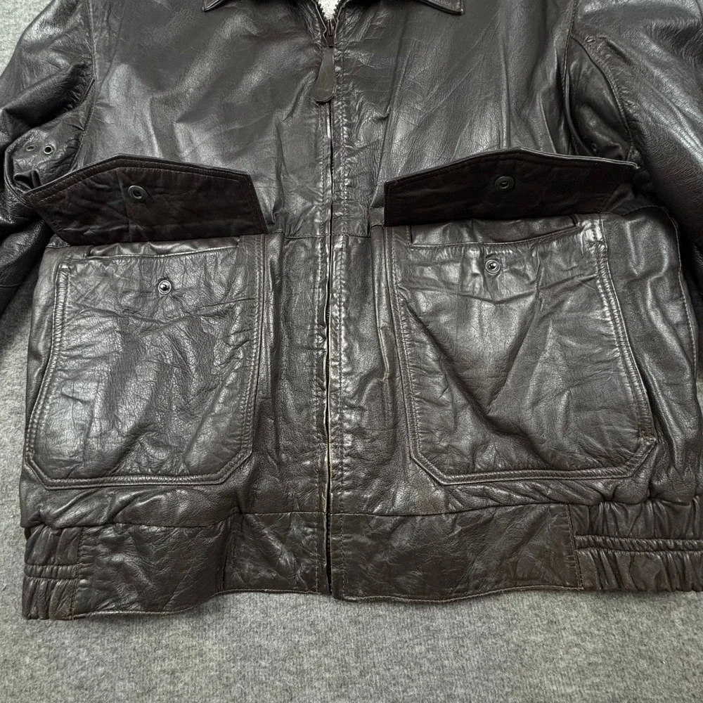 VTG. Nimbus Gant Leather Jacket Men 42 Brown Bomber Flight‎ Heritage Retro RARE